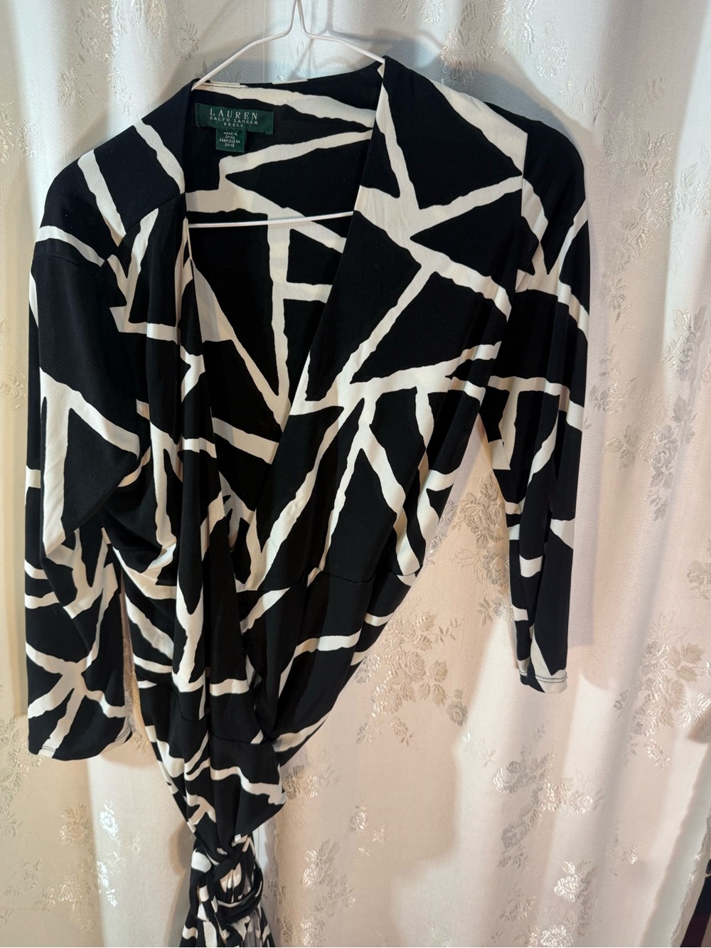 Lauren Ralph Lauren Black and White Geometric Midi Dress
